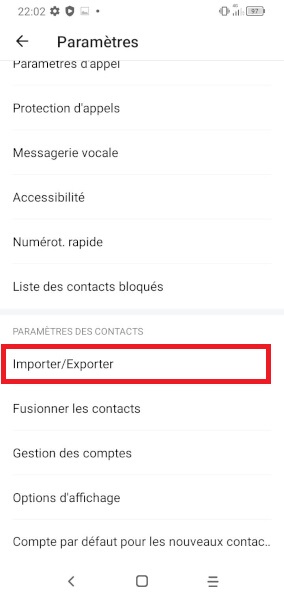 IImporter / Exporter vos contacts au format VCF